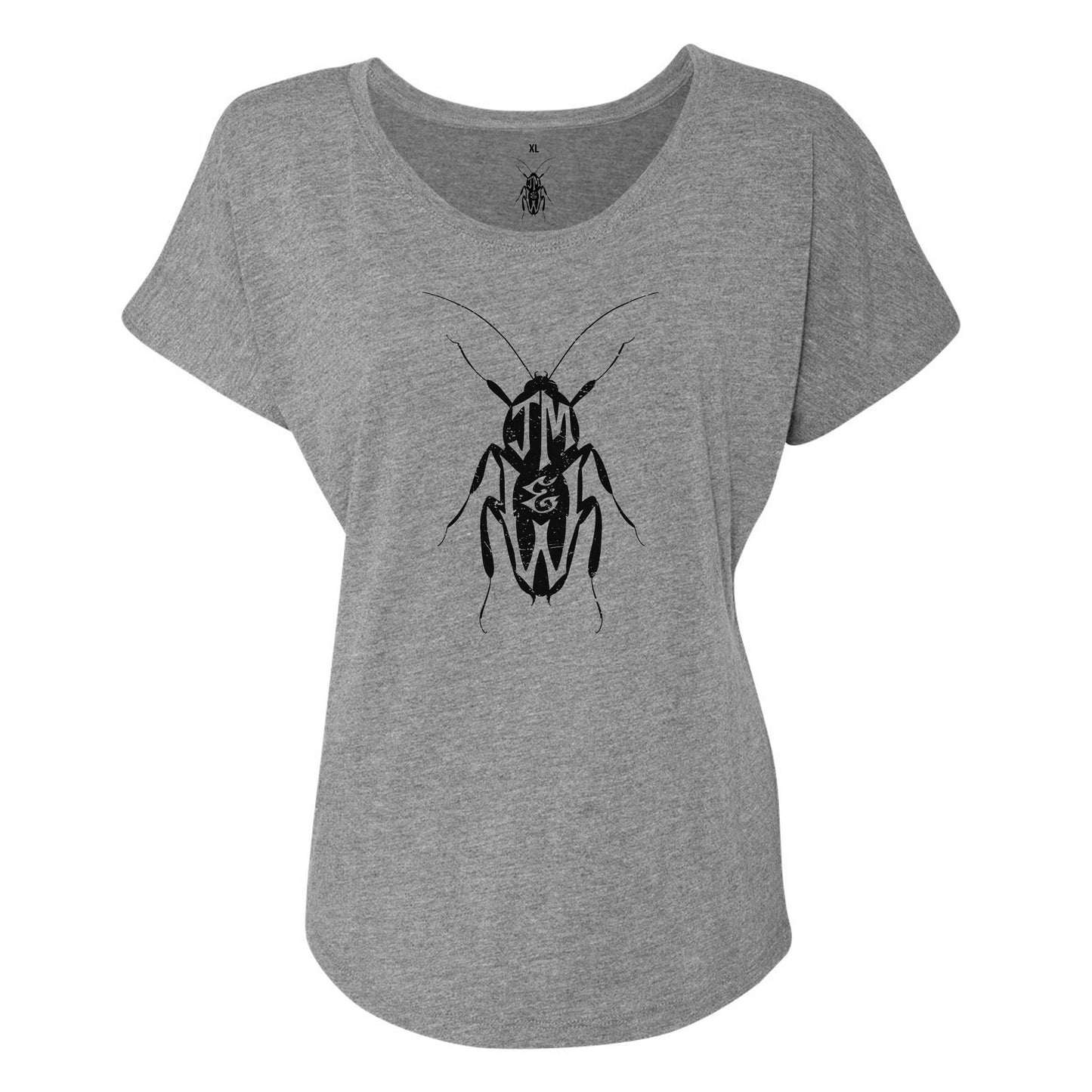 ROACH LOGO - DOLMAN T-SHIRT - LADIES - LIGHT GREY HEATHER