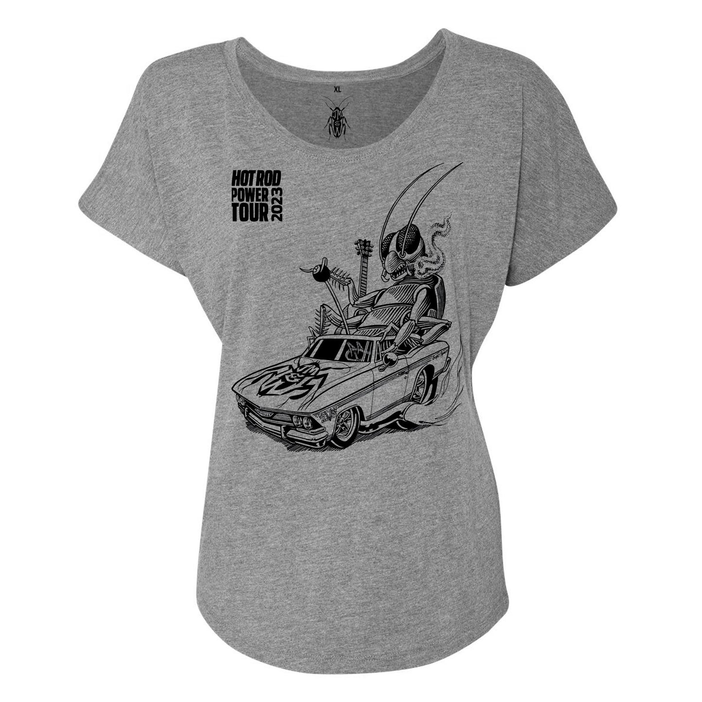 HOT ROD POWER TOUR - DOLMAN T-SHIRT - LADIES - LIGHT GREY HEATHER