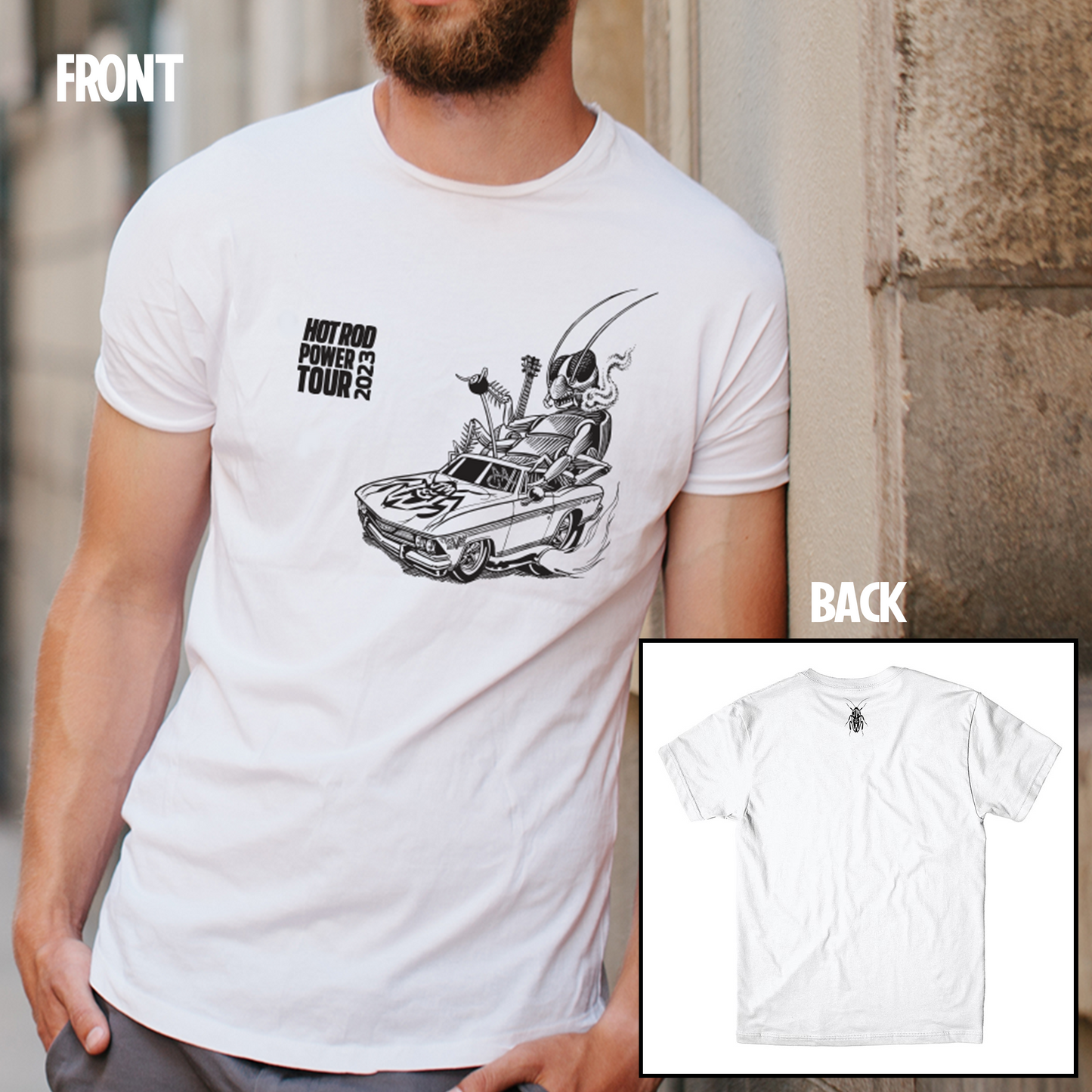 HOT ROD POWER TOUR ROACH ROADSTER - T-SHIRT - MEN - WHITE